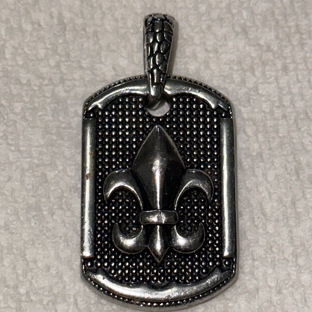 2014 Caperci Man's Bold Fleur-de-Lis Stainless Steel Dog Tag ...